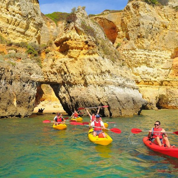 kayak group tour through caves